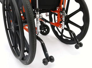 Circle Specialty Ziggo Pro Reclining Wheelchair side view with black upholstery on white background