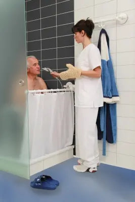 Clarke Healthcare R1499205S Mobeli Shower screen Privacy screen, White vinyl curtain hangs
