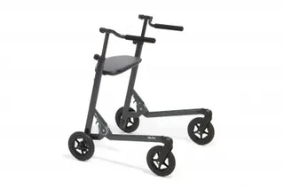 Black Clarke Healthcare Malte Posterior Size 0 to 4 Walker for Children with four wheels on a white background