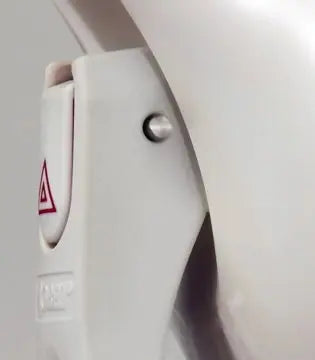 Clarke Healthcare R1400202S Mobeli Shower Head Holder With Short Arm with a control knob and warning label.