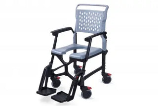 Portable Clarke Healthcare ZMR400100241 BathMobile Folding Shower Chair with wheels on a white background