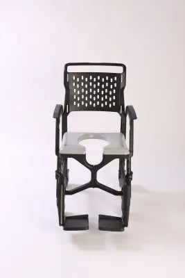 Black and gray Clarke Healthcare ZMR400100241 BathMobile Folding Shower Chair on a white background