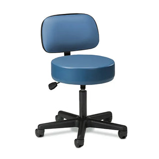 Clinton Industries 2135-21 Black Base 5-Leg Pneumatic Stool with Backrest 