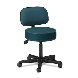 Clinton Industries 2135-21 Black Base 5-Leg Pneumatic Stool with Backrest 