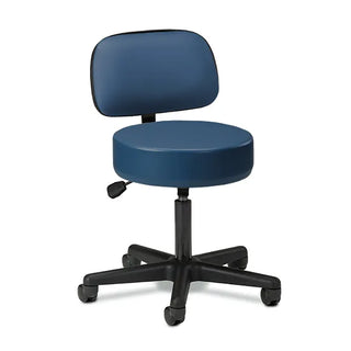 Clinton Industries 2135-21 Black Base 5-Leg Pneumatic Stool with Backrest 