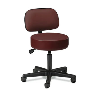 Clinton Industries 2135-21 Black Base 5-Leg Pneumatic Stool with Backrest 