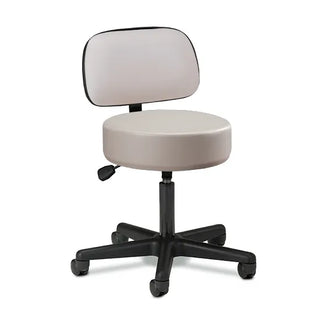 Clinton Industries 2135-21 Black Base 5-Leg Pneumatic Stool with Backrest 
