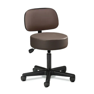 Clinton Industries 2135-21 Black Base 5-Leg Pneumatic Stool with Backrest 