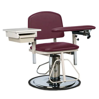 Clinton Industries 6320 H Series Padded Blood Drawing Chair with Padded Flip Arm & Drawer 