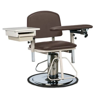 Clinton Industries 6320 H Series Padded Blood Drawing Chair with Padded Flip Arm & Drawer 