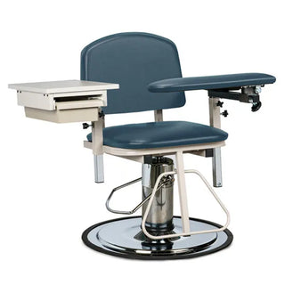 Clinton Industries 6320 H Series Padded Blood Drawing Chair with Padded Flip Arm & Drawer 