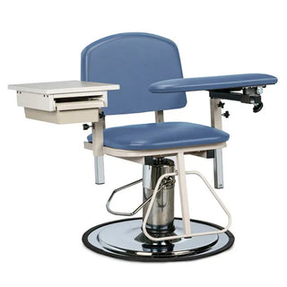 Clinton Industries 6320 H Series Padded Blood Drawing Chair with Padded Flip Arm & Drawer 