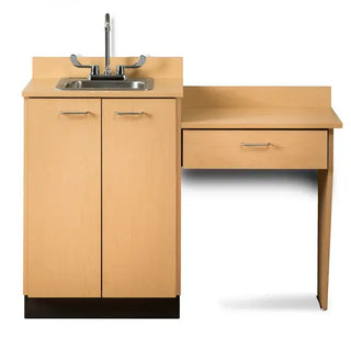 Clinton Industries 8024-99 48" Wide Base Cabinet Set with 2 Doors and Desk, Stainless Steel Sink and Chrome Faucet