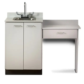 Clinton Industries 8024-99 48" Wide Base Cabinet Set with 2 Doors and Desk, Stainless Steel Sink and Chrome Faucet