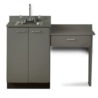 Clinton Industries 8024-99 48" Wide Base Cabinet Set with 2 Doors and Desk, Stainless Steel Sink and Chrome Faucet