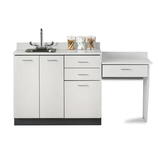 Clinton Industries 8042-99 66" Wide Base Cabinet Set with 3 Doors, 3 Drawers and Desk, Stainless Steel Sink and Chrome Faucet