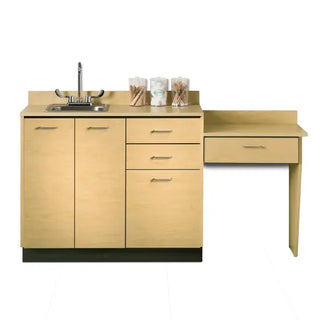 Clinton Industries 8042-99 66" Wide Base Cabinet Set with 3 Doors, 3 Drawers and Desk, Stainless Steel Sink and Chrome Faucet