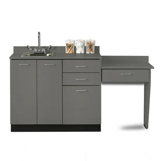 Clinton Industries 8042-99 66" Wide Base Cabinet Set with 3 Doors, 3 Drawers and Desk, Stainless Steel Sink and Chrome Faucet