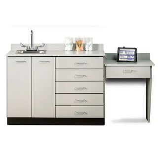 Clinton Industries 8048-99 72" Wide Base Cabinet Set with 2 Doors, 5 Drawers, Desk, and Stainless Steel Sink