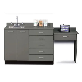 Clinton Industries 8048-99 72" Wide Base Cabinet Set with 2 Doors, 5 Drawers, Desk, and Stainless Steel Sink