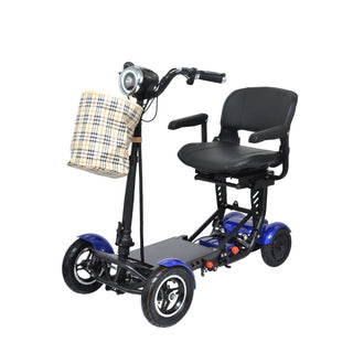 Mobility scooter with basket on a white background