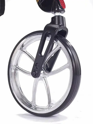 Close-up of a bicycle wheel with a white background