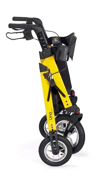 Yellow and black folding scooter on a white background