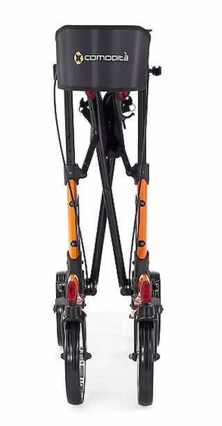 Black and orange mobility aid with Comcoitá branding on a white background