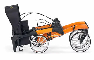 Orange and black model carriage on a white background