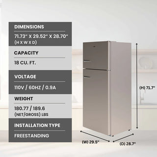 Conserv RRFI 18 C 29.5" RETRO Cream Refrigerator with Factory installed ICE MAKER