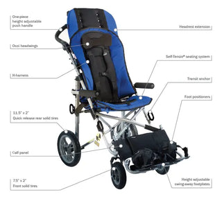 Convaid EZRider Lightweight, Compact-folding, 10° Fixed Tilt Wheelchair