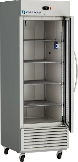 Corepoint CPS-HC-SSR-25G Upright Stainless Steel Refrigerator, Glass Door, Right or Left Hinged