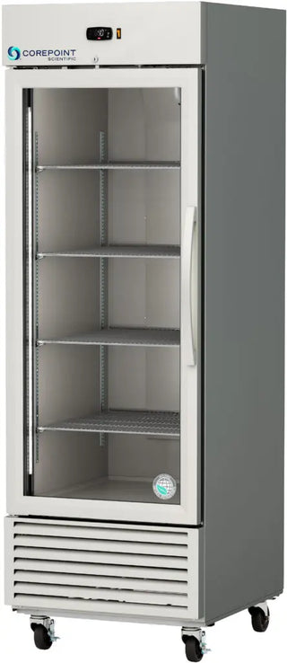 Corepoint CPS-HC-SSR-25G Upright Stainless Steel Refrigerator, Glass Door, Right or Left Hinged