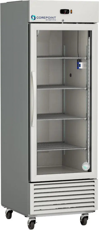 Corepoint CPS-HC-SSR-25G Upright Stainless Steel Refrigerator, Glass Door, Right or Left Hinged