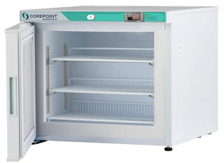 Corepoint PF021WWWLH/0M Countertop Freezer, Left Hinged with open door on a white background