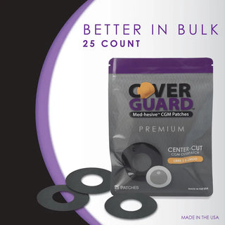 CoverGuard 101-100B CGM Overpatch for Freestyle Libre 3, Black Center-Cut Waterproof Sensor Protection (25-Count) 