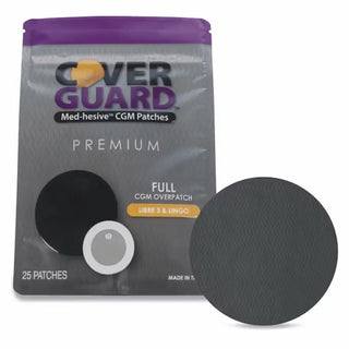 CoverGuard 101-101B CGM Overpatch for Freestyle Libre 3, Black Full Coverage Sensor Protection, Non-Adhesive Center (25-Count)