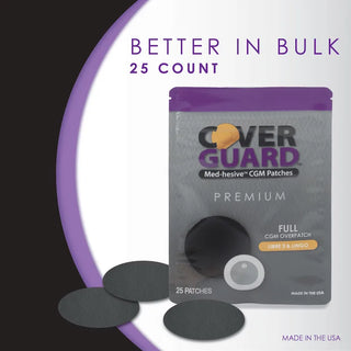 CoverGuard 101-101B CGM Overpatch for Freestyle Libre 3, Black Full Coverage Sensor Protection, Non-Adhesive Center (25-Count)