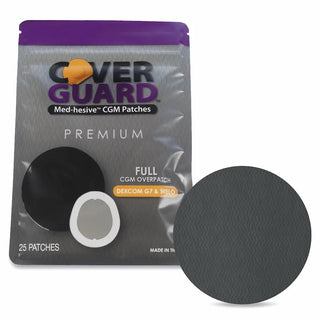 CoverGuard 101-201B CGM Overpatch for Dexcom G7 and Stelo, Black Full Coverage Sensor Protection with Non-Adhesive Center (25-Count)