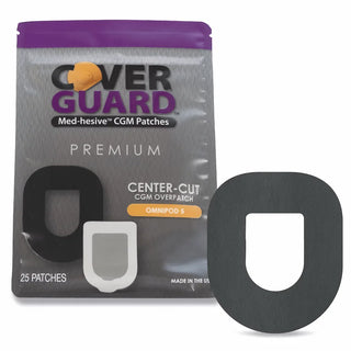CoverGuard 101-300B Overpatch for Omnipod 5 Insulin Pod, Black Center-Cut Waterproof Pump Protection (25-Count)