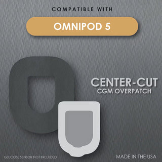 CoverGuard 101-300B Overpatch for Omnipod 5 Insulin Pod, Black Center-Cut Waterproof Pump Protection (25-Count)