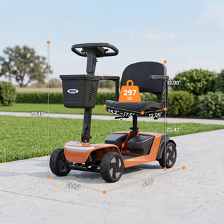 VOCIC D52 GlideTech Foldable Mobility Scooter, 300 lbs Weight Capacity, 15.2"-17.6" Seat Width
