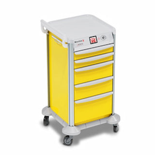 Detecto Mobile Care Series Medical Cart, Yellow, 16.5 in., Electronic Lock with Drawer Sensors