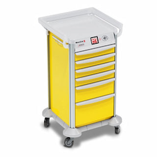 Detecto Mobile Care Series Medical Cart, Yellow, 16.5 in., Electronic Lock with Drawer Sensors