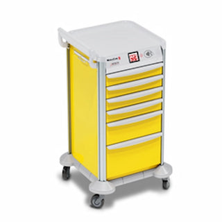 Detecto Mobile Care Series Medical Cart, Yellow, 16.5 in., Electronic Lock with Drawer Sensors