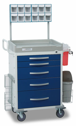 Detecto Rescue Series Anesthesiology Medical Cart – Blue, 5/6 Drawers, Standard or Loaded