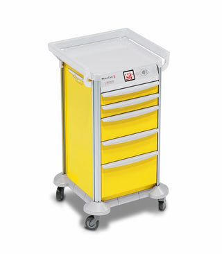 Detecto Mobile Care Series Medical Cart, Yellow, 16.5 in., Electronic Lock with Drawer Sensors