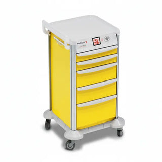 Detecto Mobile Care Series Medical Cart, Yellow, 16.5 in., Electronic Lock with Drawer Sensors