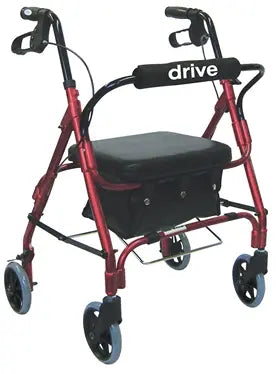 Drive DeVilbiss Healthcare 301PS 4 Wheel Junior Rollator Blue-Red Adjustable Height-Folding Aluminum Frame
