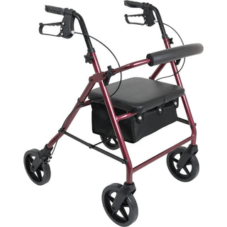 Drive DeVilbiss Healthcare ProBasics RLA8BG 4 Wheel Rollator, Deluxe Burgundy Adjustable Height